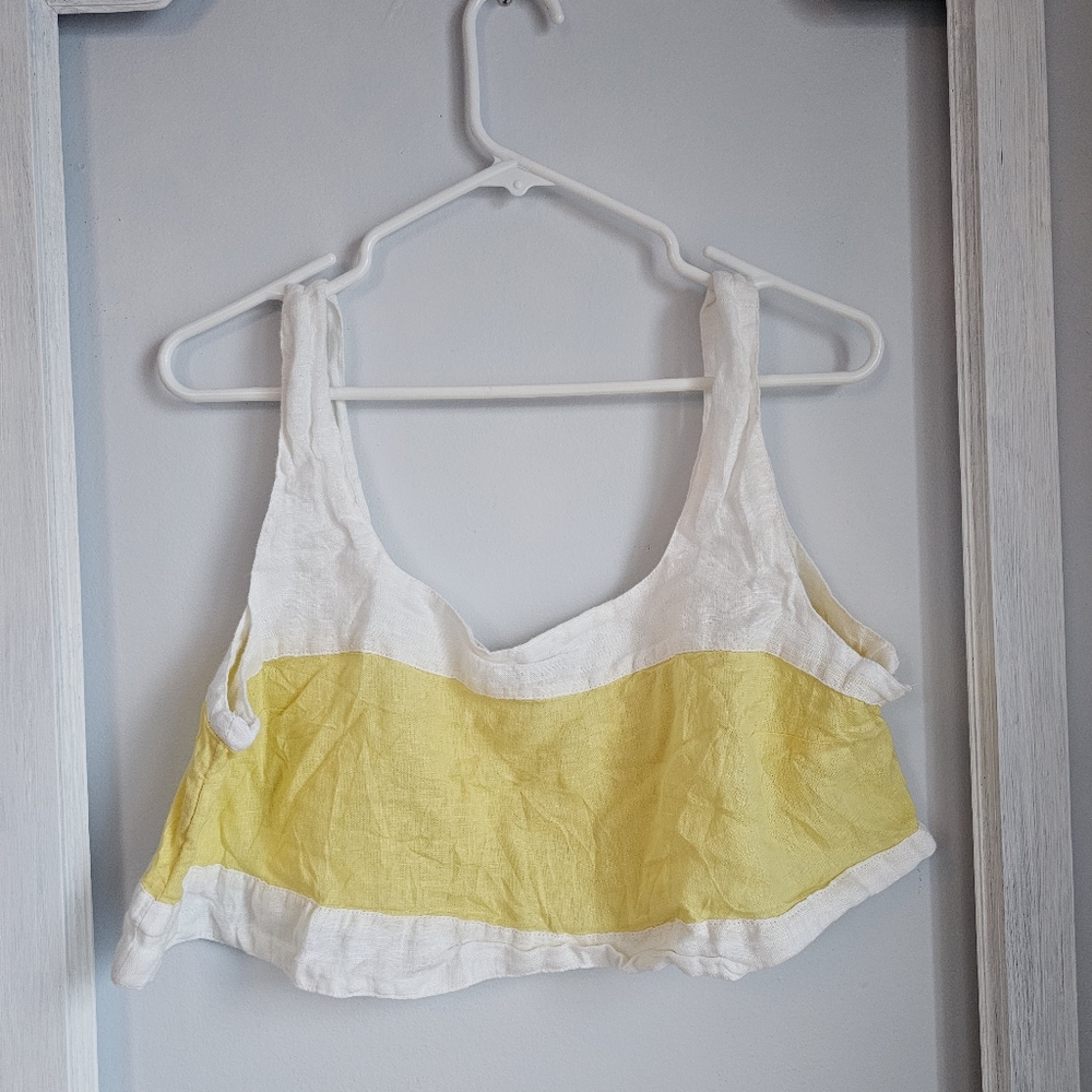 Haute Hippie Yellow and White Women's Crop Top